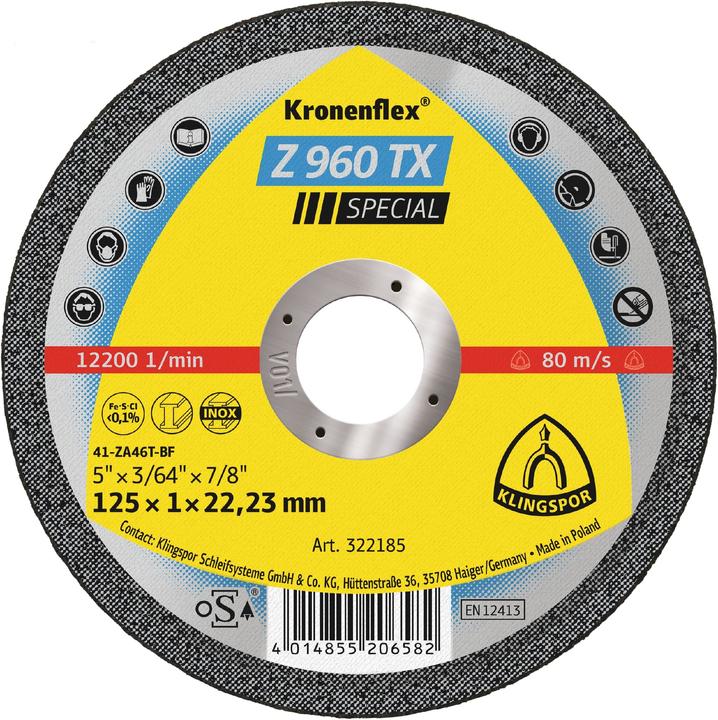 Image du produit Klingspor Z 960 TX Special - Disques à tronçonner 125 x 1 x 22,23 mm