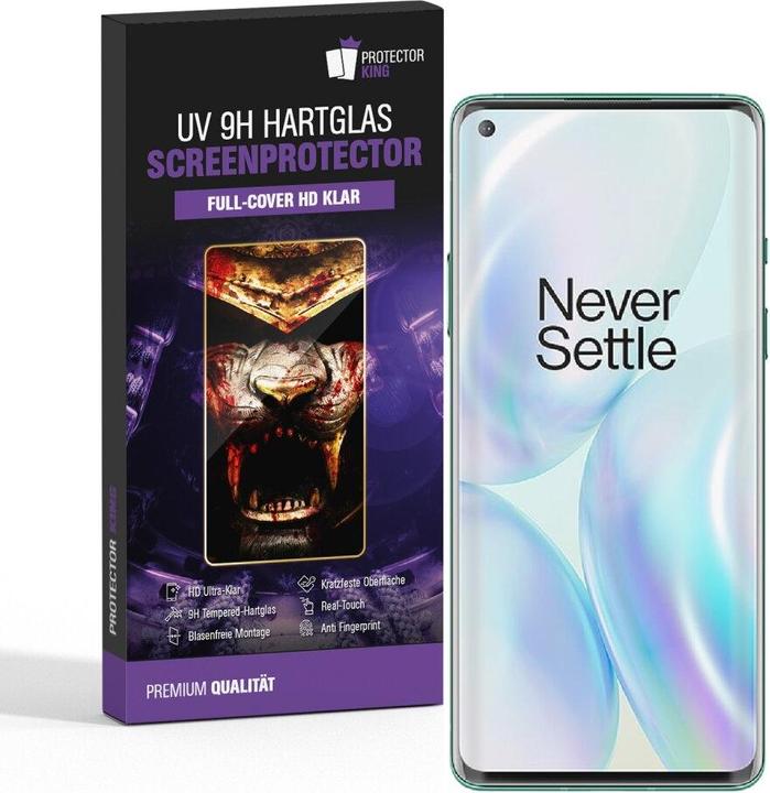 Actual product image Protectorking 1x UV Liquid real tempered 9H armoured glass 3D CLEAR (1 Piece, OnePlus 8 Pro)