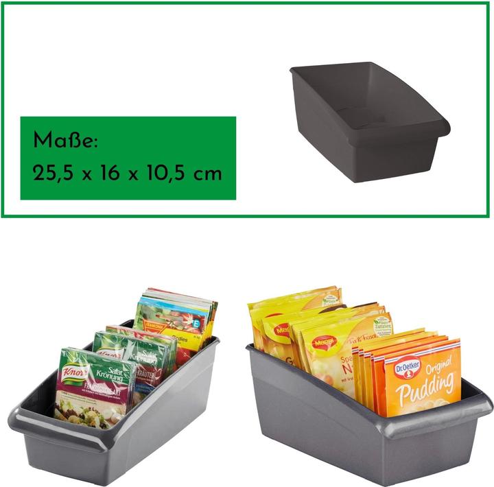 Produktbild Novaliv Suppentütenboxen Set - 25 x 12 cm und 25 x 16 cm ANTHRAZIT GRAU - Gewürzaufbewahrung Box -