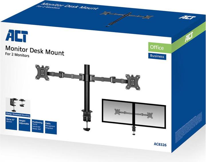 Image du produit Support de bureau pour écran, 2 écrans jusqu'à 32ö et 12 kg (Tables, 32")
