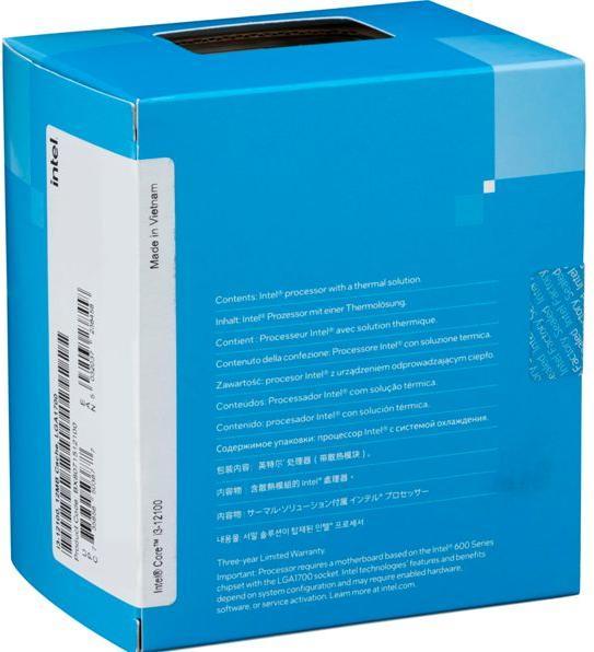 Productafbeelding Intel Core i3-12100 (LGA 1700, 3.30 GHz, 4 -Core)