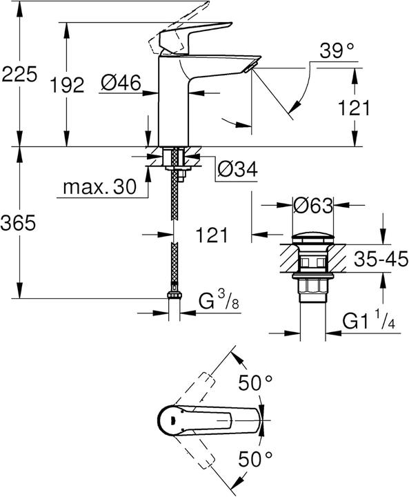 Produktbild Grohe Lavaboarmatur Start M-Size 1/2, Chrom