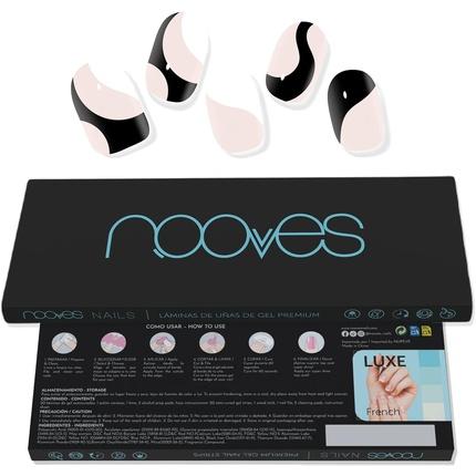 Produktbild Nooves NAILS Premium Pre-cure Gel Nail Foils White Cow Art Design Semi-harddened Gel Nail Strips Semi (Kunstnägel, White Cow)