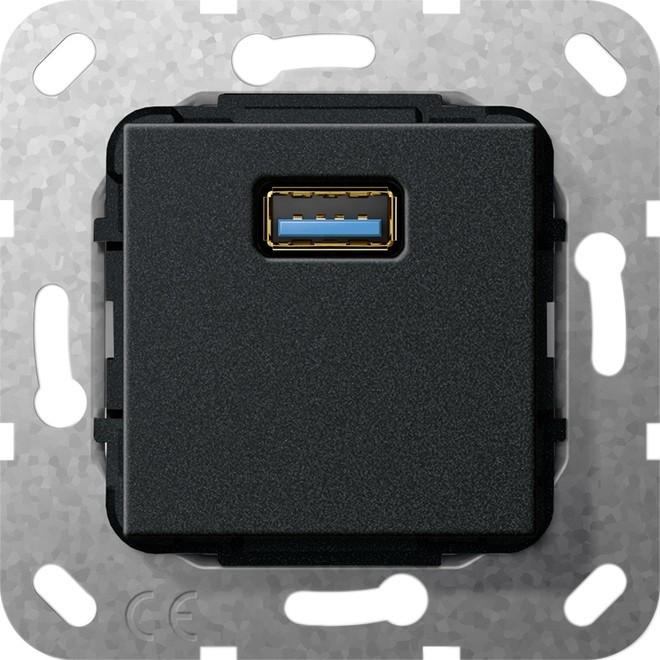 Produktbild Gira USB 3.0 A K-Peitsche Einsatz Schwarz m 568310
