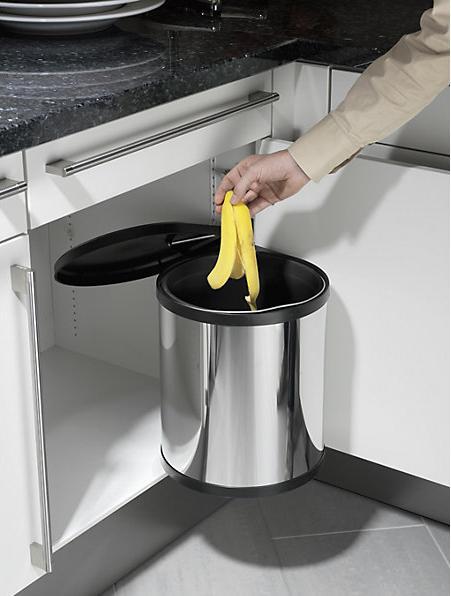 Image du produit Hailo Compact-Box M, poubelle encastrable, 15 litres, inox (15 l)