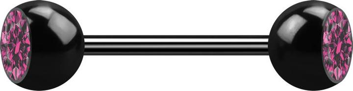 Actual product image Star Piercing Micro barbell black with two balls crystal pink (Surgical steel 316L, without brass)