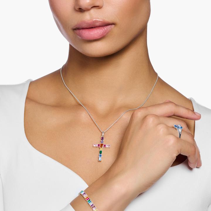 Image du produit Thomas Sabo Pendentif croix pierres multicolores argent (Argent 925)
