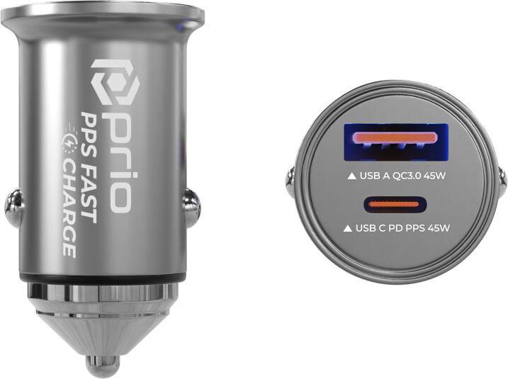 prio Fast Charge Autoladegerät 45W PD (USB C) + 45W (USB A) schwarz