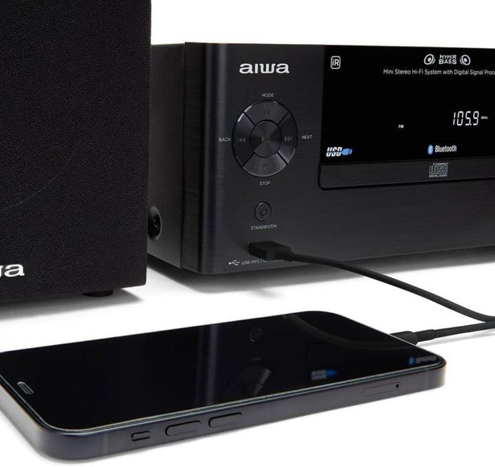 Actual product image Aiwa MSBTU-500 Stereo System Bluetooth®, AUX, CD, USB, FM, 50W Black (Bluetooth, CD player, 1x 50 W)