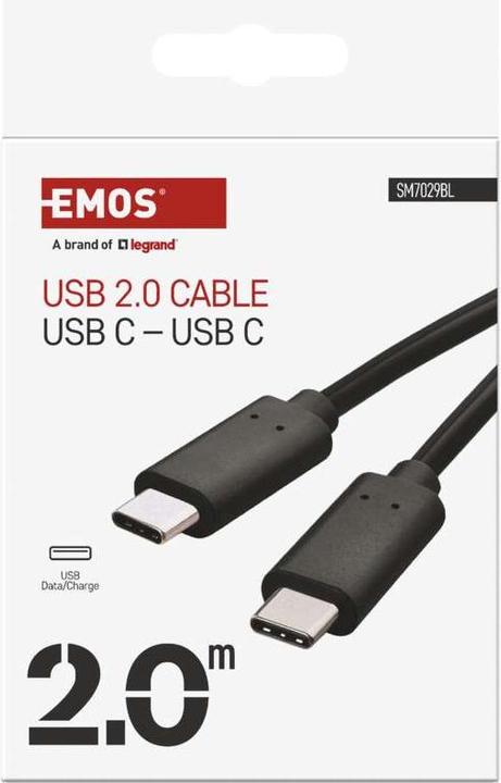 Actual product image Emos USB Kabel 2.0 C Stecker - USB C Stecker 2m, schwarz (2 m, USB 2.0)