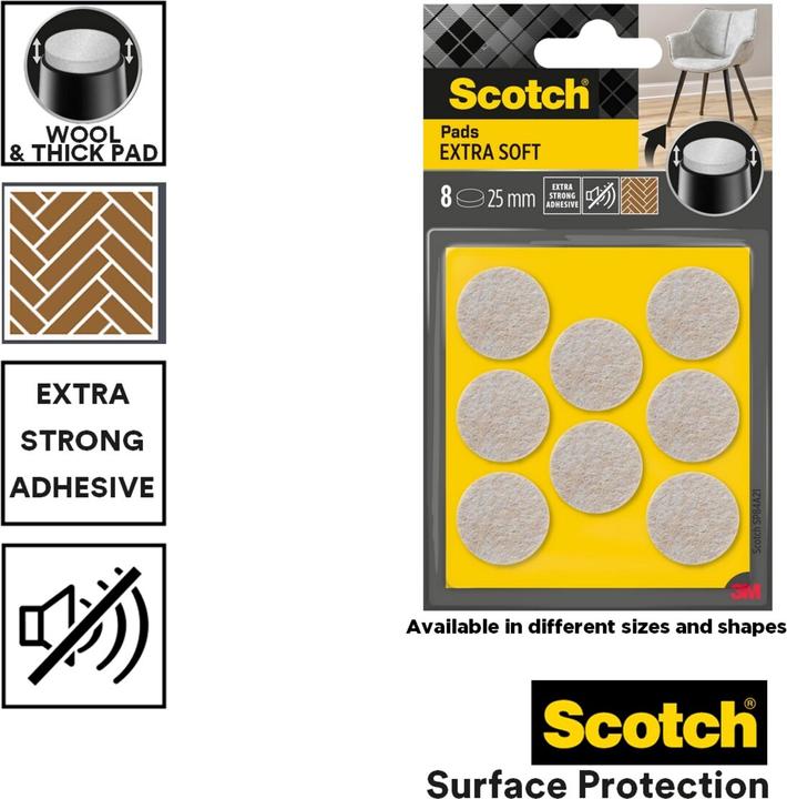 Actual product image Scotch Filzgleiter (Felt gliders, 8 Piece)