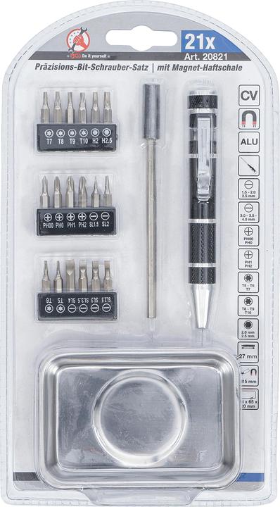 Image du produit BGS Jeu d’embouts de tournevis de précision avec bol magnétique 21 pièces (Escale)
