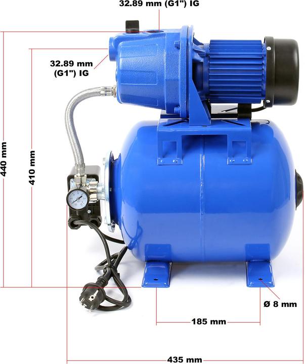 Actual product image Wiltec XPOtool Domestic Waterworks 2800l/h 600W Garden Pump Water Supply Plant Pressure Switch Manometer (Domestic water pump)