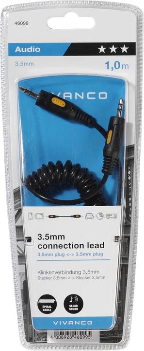 Immagine prodotto Vivanco Cavo a spirale (1 m, Connettore da 3,5 mm (AUX))