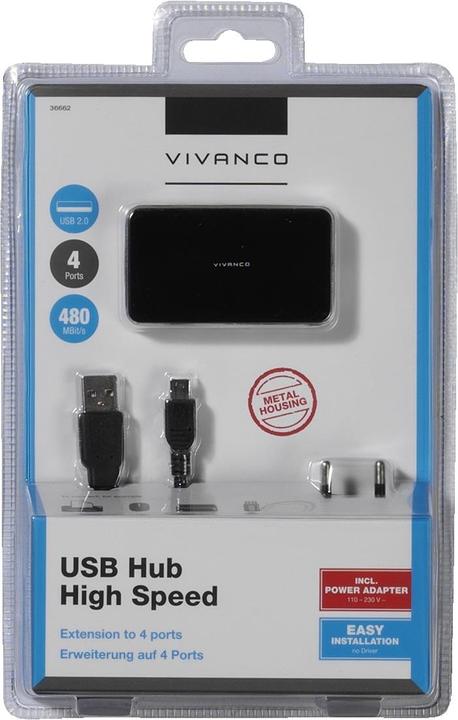 Actual product image Vivanco USB 2.0 Hub (USB-A, 4 Ports)