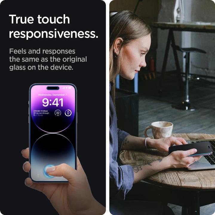 Actual product image Spigen EZ FIT GLAS.tR (1 Piece, Apple iPhone 14 Pro)