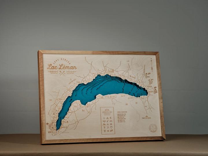 Image du produit Swiss Wood Maps Image Lac Léman A3 33.5 x 45.5 cm, bois (45,5 x 33,5 cm)