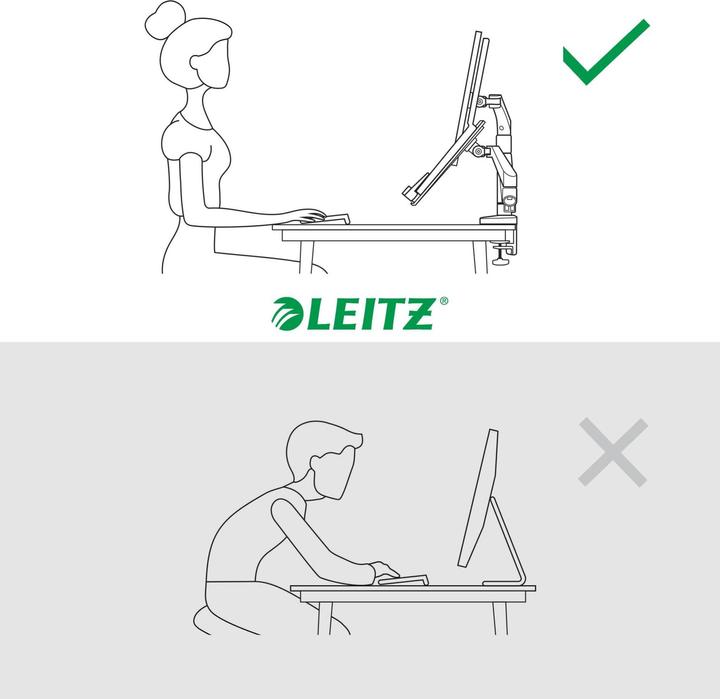 Produktbild Leitz Ergo Platzsparender Dual Monitorarm mit Laptophalterung (Tisch, 32")