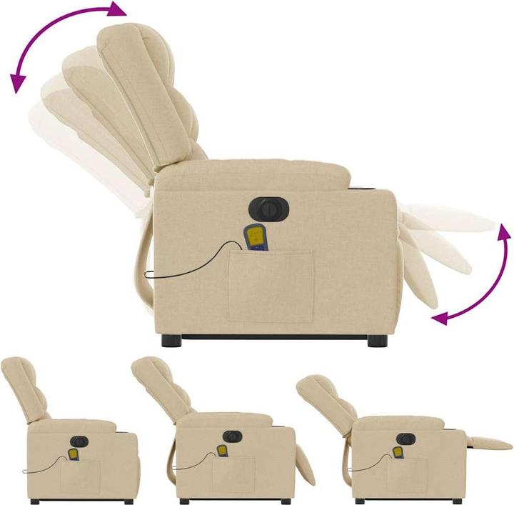 Produktbild VidaXL Elektrischer Massagesessel mit Aufstehhilfe Creme Stoff