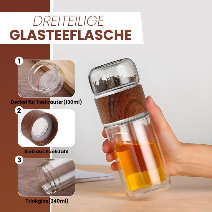 Actual product image Gewürzladen Näfels Drehbare Teeflasche aus hitzebeständigem Glas mit Teefilter - to go (0.24 l)