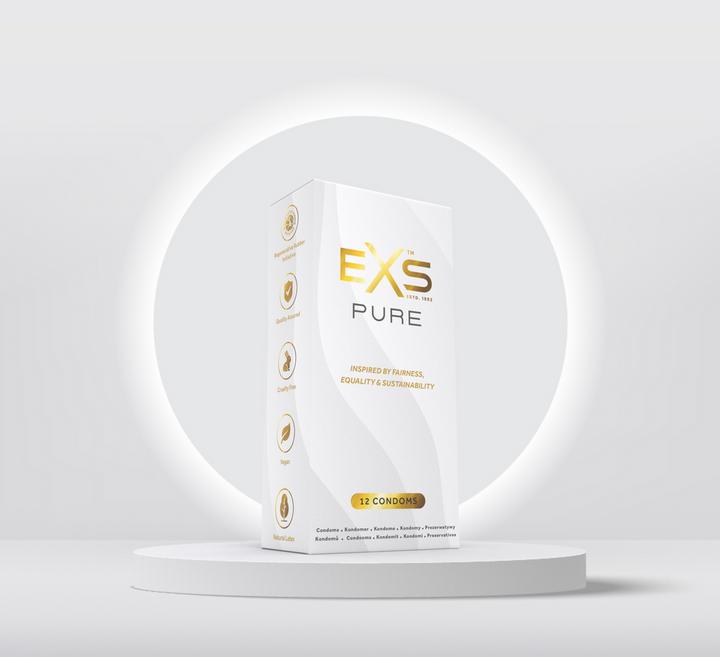 Actual product image EXS "Pure" 12 thin, vegan condoms made of fair trade latex - with environmentally friendly packaging (12 pcs.)