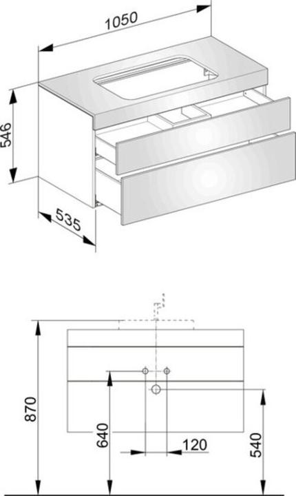 Actual product image Keuco Vanity unit EDITION 400 1050x546x535mm o HL-Boh we h glass ca kl (105 x 53.5 x 54.5 cm)