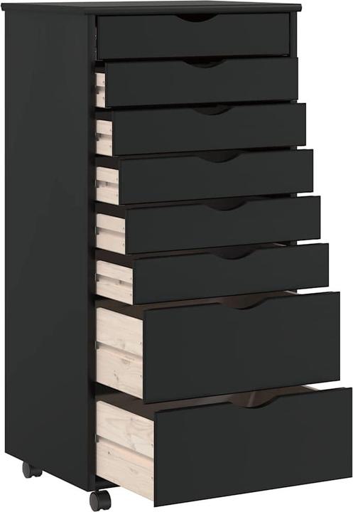 Image du produit VidaXL Rollschrank mit Schubladen MOSS Schwarz Massivholz Kiefer