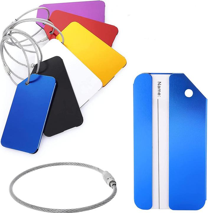 Noya Aluminium Kofferanhänger Gepäck-Etiketten Luggage Tag mit Adressschild - Bunt 8er Set (Schlösser & Anhänger)