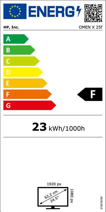 Energy Label HP Omen X25F (1920 x 1080 pixels, 24")