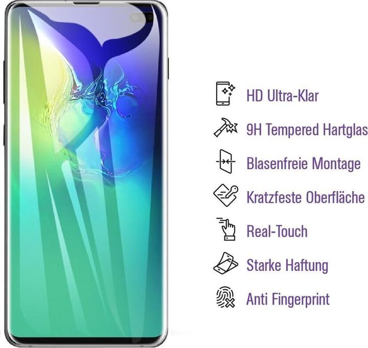 Produktbild Protectorking 3x tempered 9H Panzerglas HD KLAR UV-Liquid (3 Stück, Samsung Galaxy S10+)