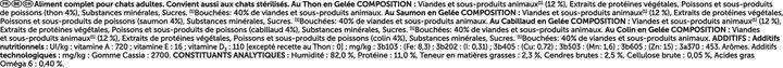 Valeurs nutritives et ingrédients Felix Poisson (thon, saumon, cabillaud, colin) (Adulte, 120 pcs, 10200 g)
