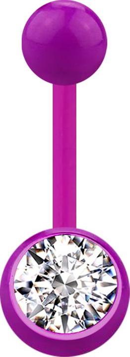 Actual product image Star Piercing Banana purple with ball and ball crystal silver (without brass, Acrylic)