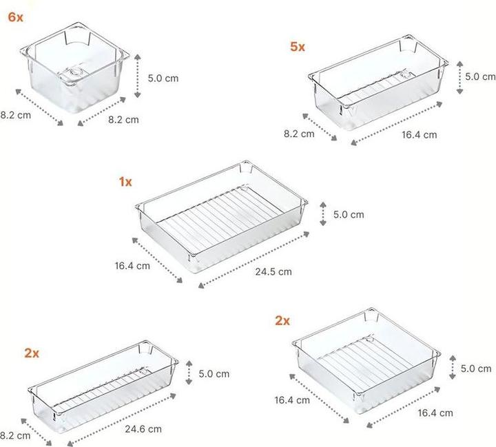 Actual product image Hermex Drawer organiser (24.5 x 16.5 x 5 cm, 16.5 x 16.5 x 5 cm, 16.5 x 8.5 x 5 cm, 8 x 8 x 5 cm, 24.5 x 8.5 x 5 cm)