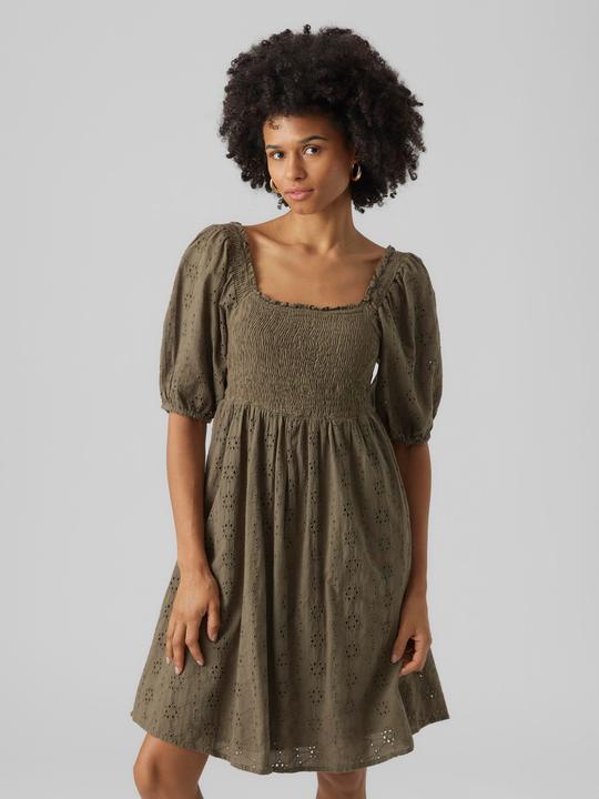 Actual product image Vero Moda Smocked Broderie Anglaise Mini Dress (XS)