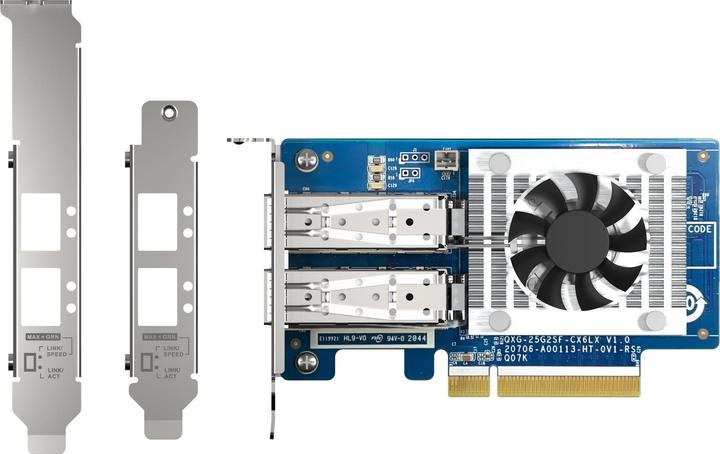 QNAP Dual-port SFP28, 25GbE, network expansion card, low-profile form factor, PCIe Gen4 x8
