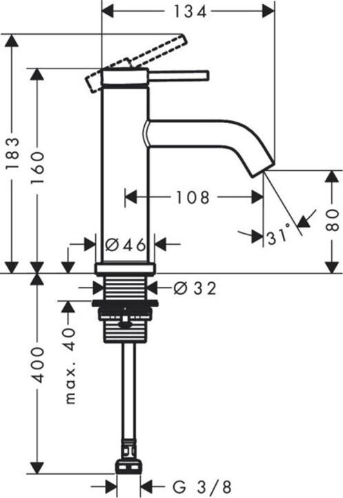 Produktbild hansgrohe Tecturis S Standventil 80 mit Hebelgriff für Kaltwasser oder vorgemischtes Wasser, Ausl