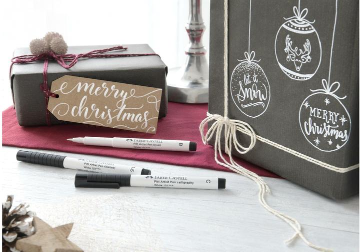 Image du produit Faber-Castell Feutres à l'encre de Chine Pitt Artist Pen Calligraphy 8 couleurs (Bleu, Noir, Marron, Vert, Blanc, Jaune, Rose, 8 x)