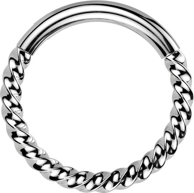 Produktbild Star Piercing Micro Segmentring klappbar geflochten silber (Titan G23)
