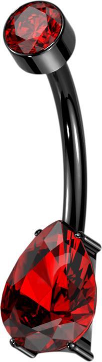 Produktbild Star Piercing Banane Innengewinde schwarz Zylinder Kristall rot Kristalltropfen rot (Titan G23, ohne Messing)