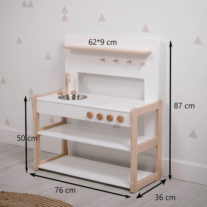 Actual product image Activity Board Waldorf Atmosphere, Kitchen Play Set, Children's Wooden Play Kitchen - Mint