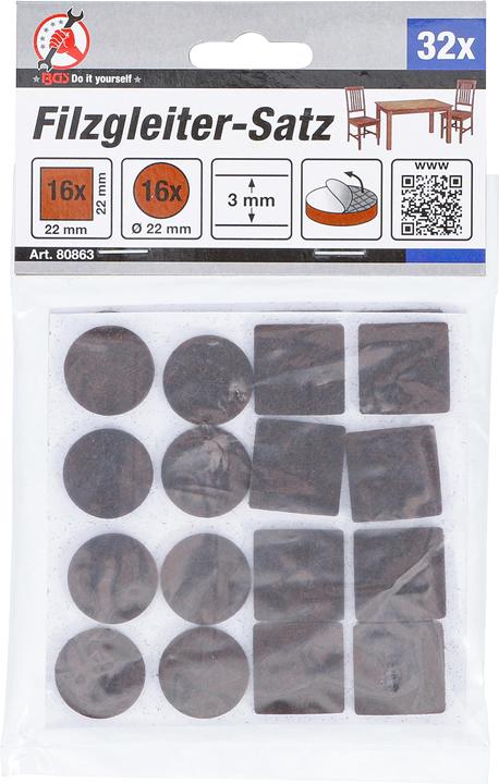 Image du produit BGS Jeu de protections antidérapants marrons 32 pièces (Planeurs en feutre, 32 pièce(s))