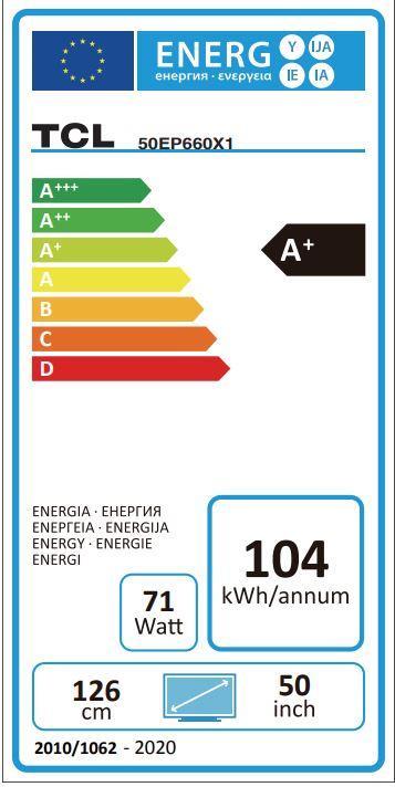 Label énergétique TCL 50EP660 (50", LCD, 4K, 2019)