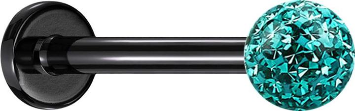 Produktbild Star Piercing Micro Labret schwarz mit Kristallkugel türkis Epoxy Schutzschicht (ohne Messing, Titan G23)
