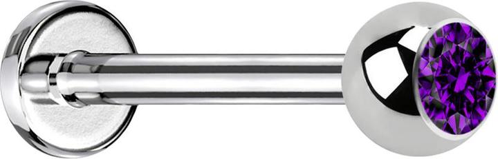 Produktbild Star Piercing Micro Labret silber mit Kugel Kristall violett (ohne Messing, Chirurgenstahl 316L)