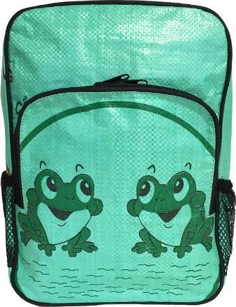Immagine prodotto Bekos Upcycling - Zaino per bambini con sacchi di mangime riciclati Frog S (6 l)