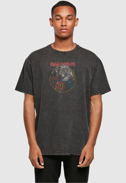 Actual product image Merchcode Iron Maiden - Colours Circle Acid Washed Heavy Oversized Tee - 114515 (XS)