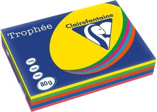 Actual product image Clairefontaine Farvet papir Trophée, A3, 80g, ass. staerke farver 1708, pakke a 5x100 ark (80 g/m², 500 x, A3)