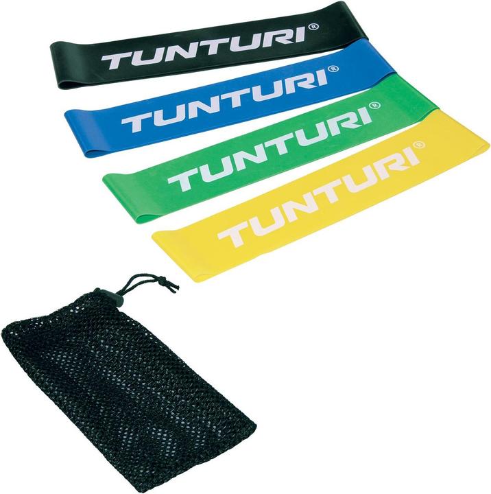 Actual product image Tunturi Resistance Band Set - Gummi Gymnastikbänder mit Tasche (0.18 m, Extra strength, Easy, Medium, Strong)