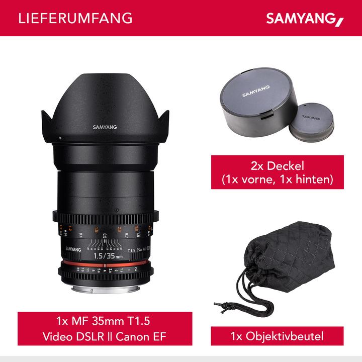 Image du produit Samyang 35mm T1.5 VDSLR II Canon EF (Canon EF, Plein format)