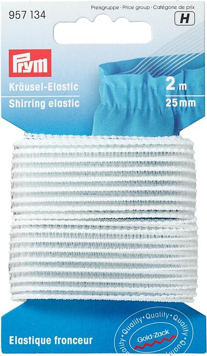 Image du produit Prym Élastique de fronçage, blanc 25 mm, carte 2 m